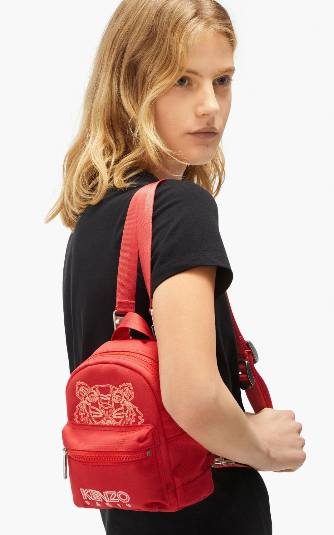 Kenzo Kampus Tiger canvas mini Backpack Red For Womens 7584QXIFJ